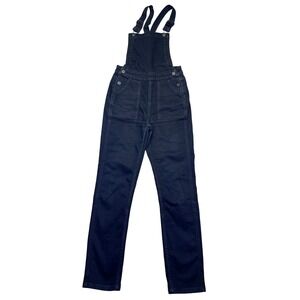 Madewell Women XS Fit 24" Black Denim Overall Jumpsuit Utility Pocket Adjustable